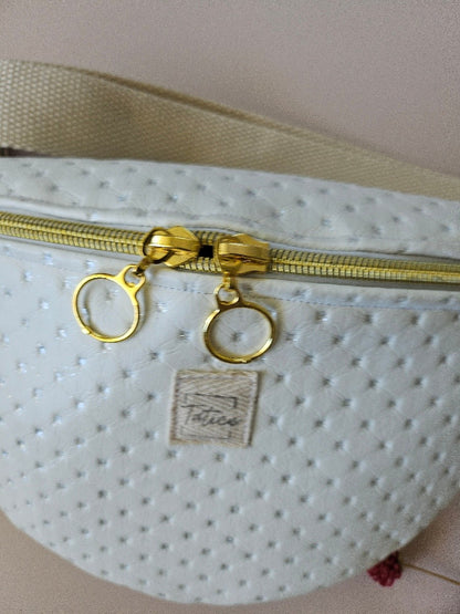 Sac banane simili cuir blanc avec strass