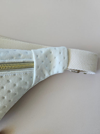 Sac banane simili cuir blanc avec strass