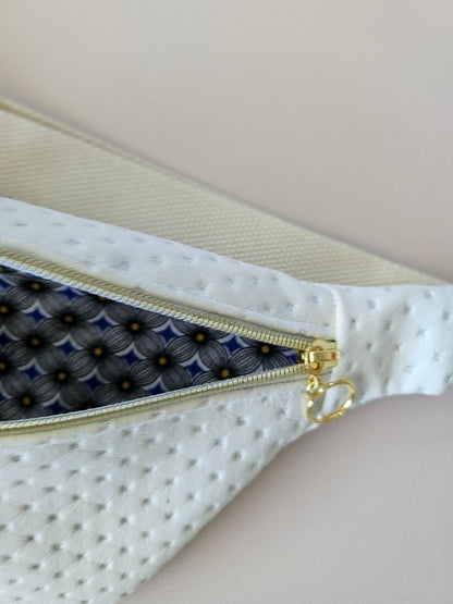 Sac banane simili cuir blanc avec strass