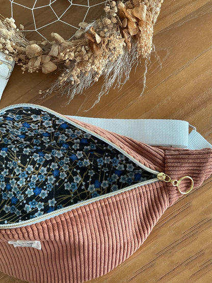 Sac banane en velours côtelé terracotta