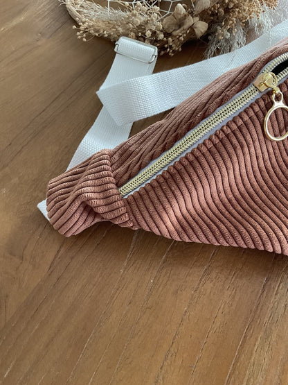 Sac banane en velours côtelé terracotta