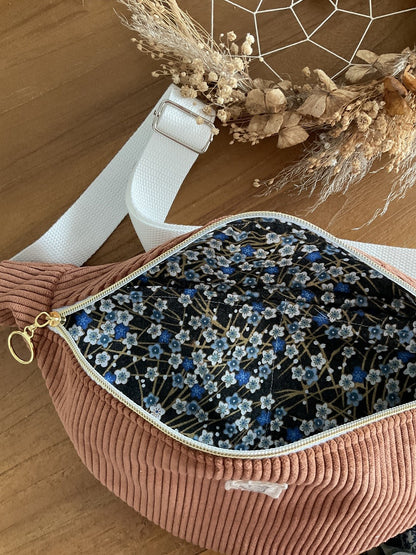 Sac banane en velours côtelé terracotta