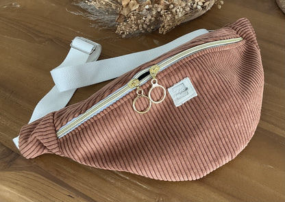 Sac banane en velours côtelé terracotta