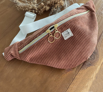 Sac banane en velours côtelé terracotta