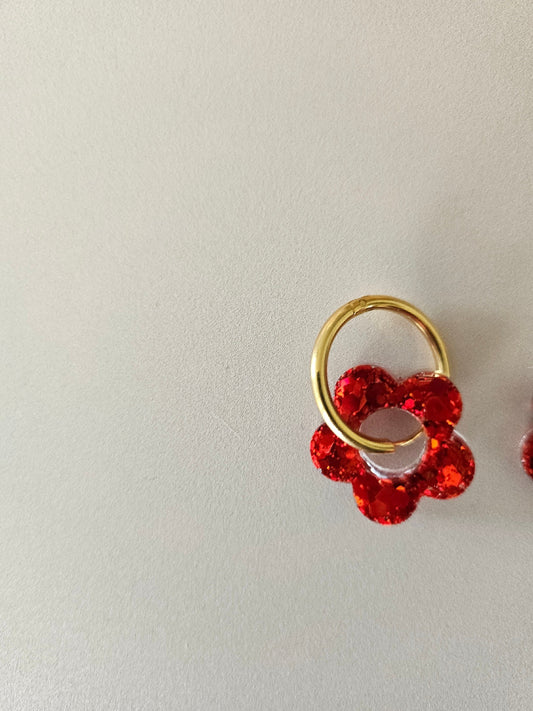 boucles créoles résine rouge