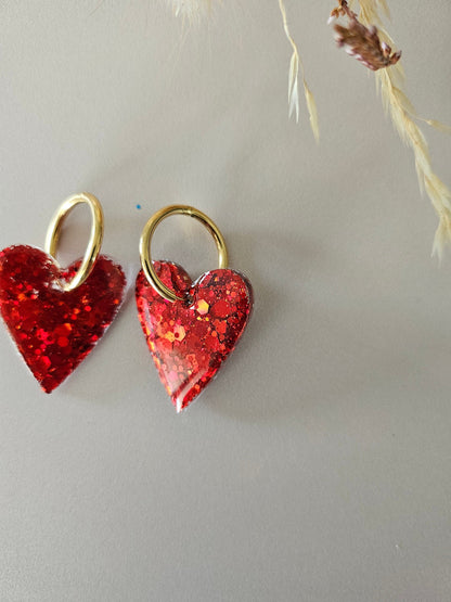 boucles créoles résine coeurs rouges