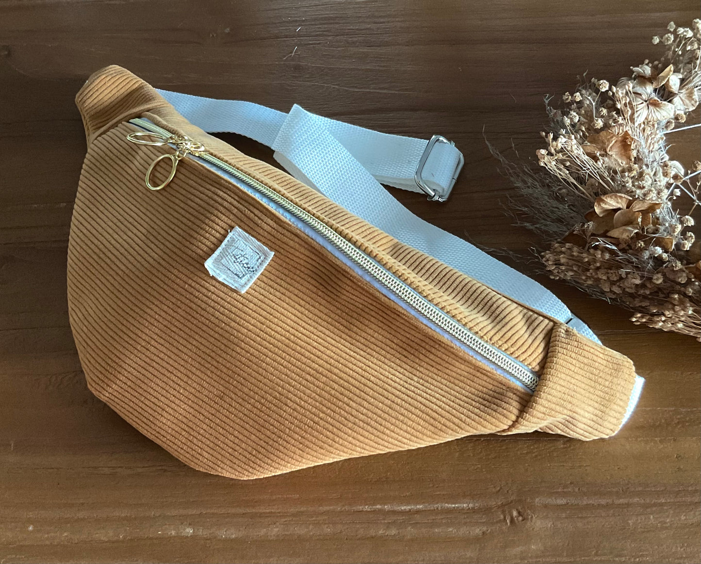 Sac banane femme en velours côtelé fait main