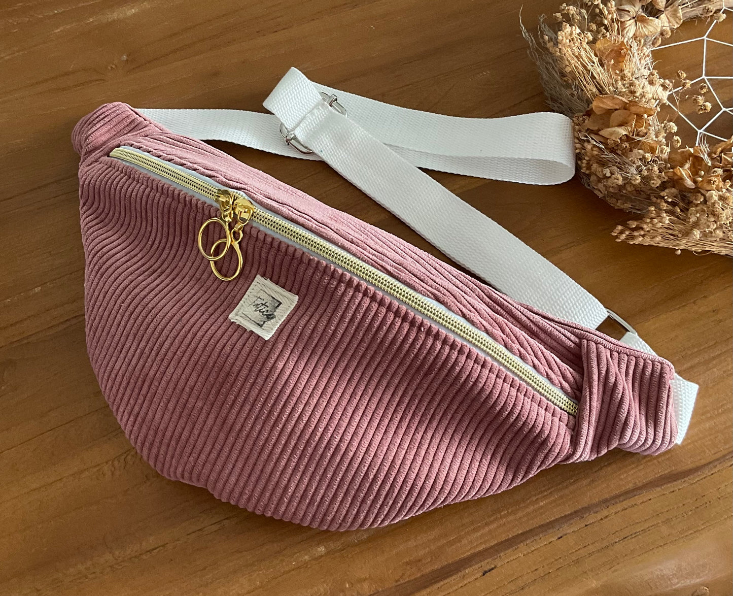 Sac banane femme en velours côtelé fait main