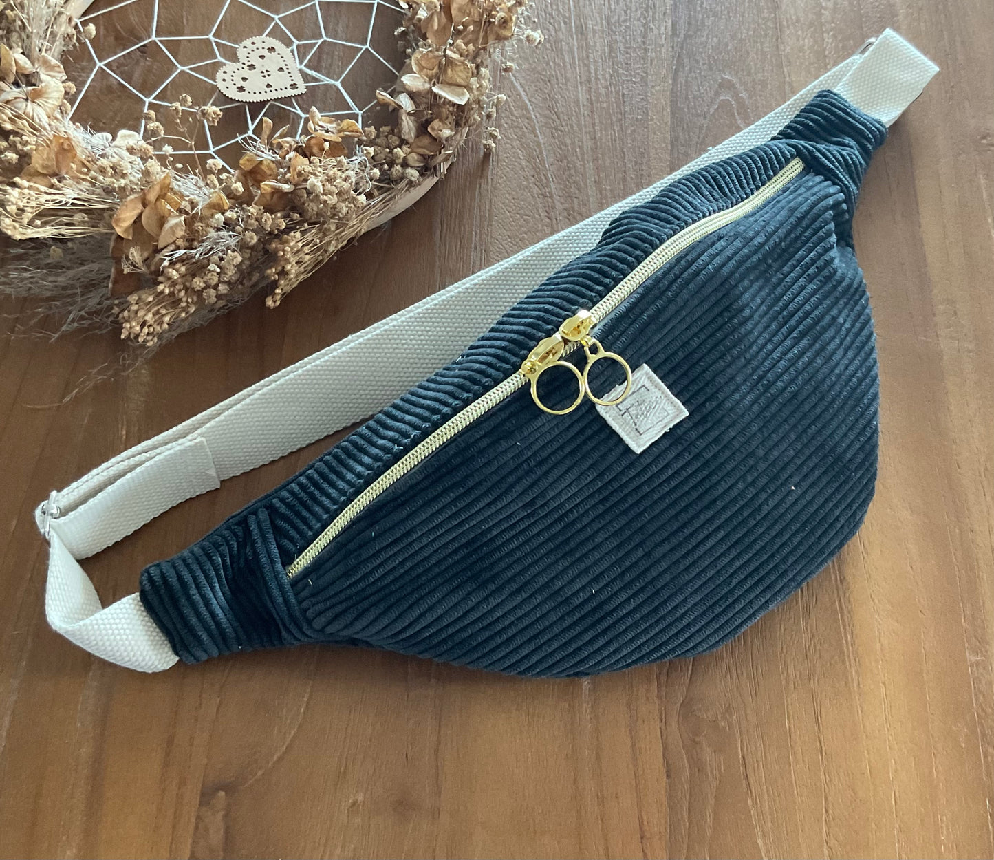 Sac banane femme en velours côtelé fait main